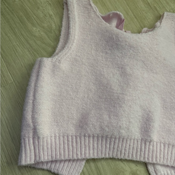 NWT Altar’d State Bow Tie Back Sleeveless Sweater Crop Top | Blush Pink | Small - Picture 4 of 9